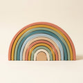 Lekverk regnbuestabler i tre med 12 buer i dempede farger